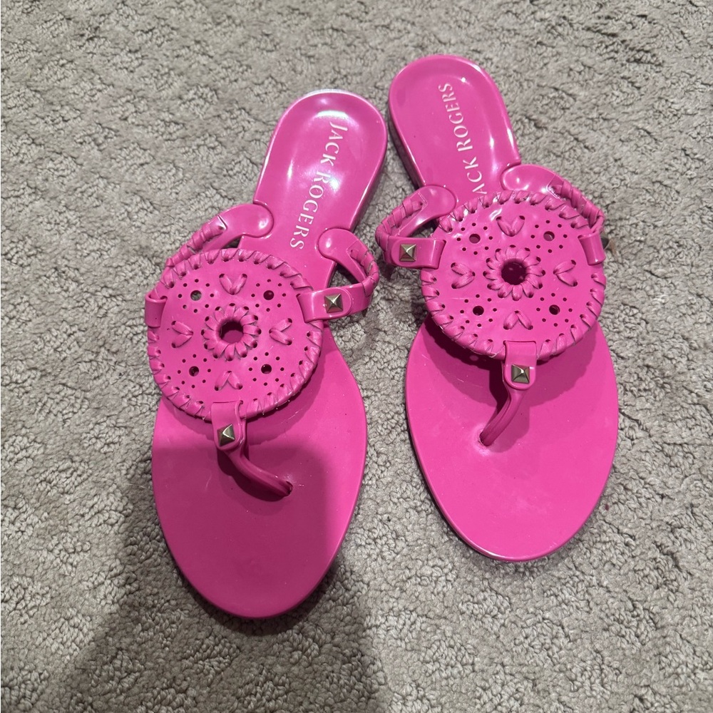 Jack Rogers Pink Crochet Medallion Sandals